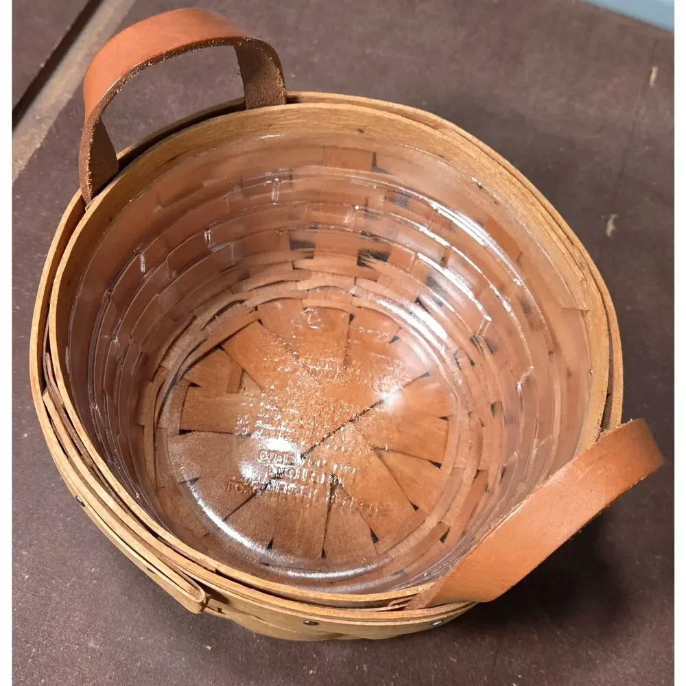 Vintage 1993 Longaberger Handwoven Wood Button Basket 7